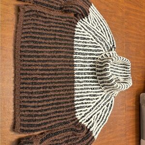 Stella & Lorenzo Brown and White Striped Turtleneck Sweater